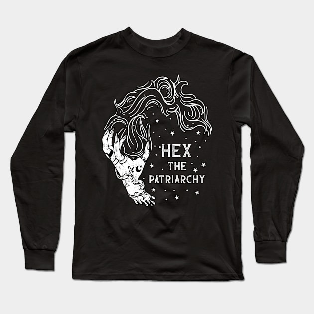 Hex the Patriarchy - Funny Witchcraft T-Shirt Long Sleeve T-Shirt by biNutz